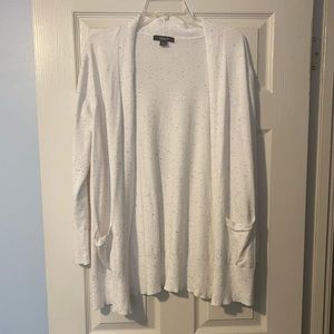 NWOT White “confetti” Cardigan L